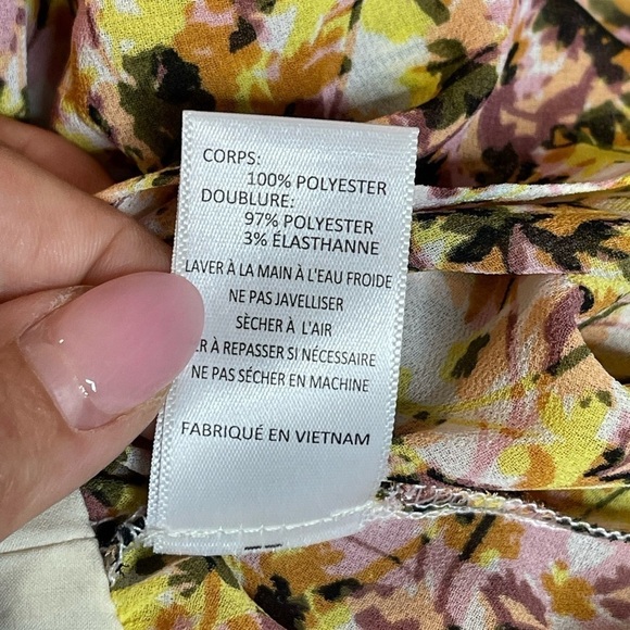 ASTR THE LABEL DRESS Floral Ruched Chiffon Mini YELLOW SIZE Medium - Picture 12 of 13